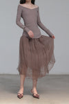 marc le bihan dead wood rose silk skirt 25930 6 layers of yarn